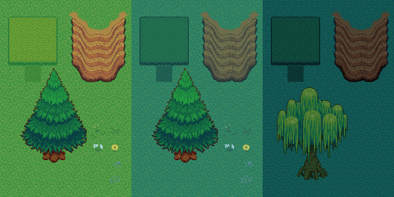 Grass, Cliffs and Tree Palettes